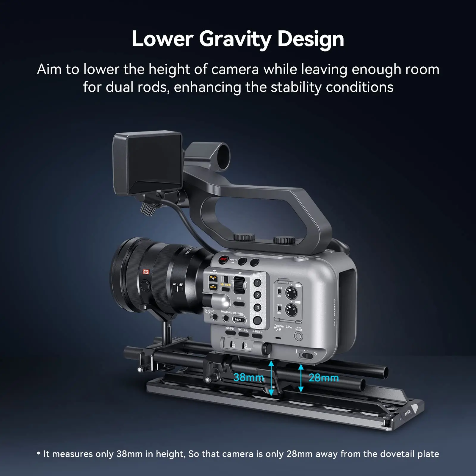 SmallRig Lightweight 15mm Dovetail Baseplate with Dual 15mm LWS Rod Clamp, Fits for ARRI Dovetail Plate - 4002