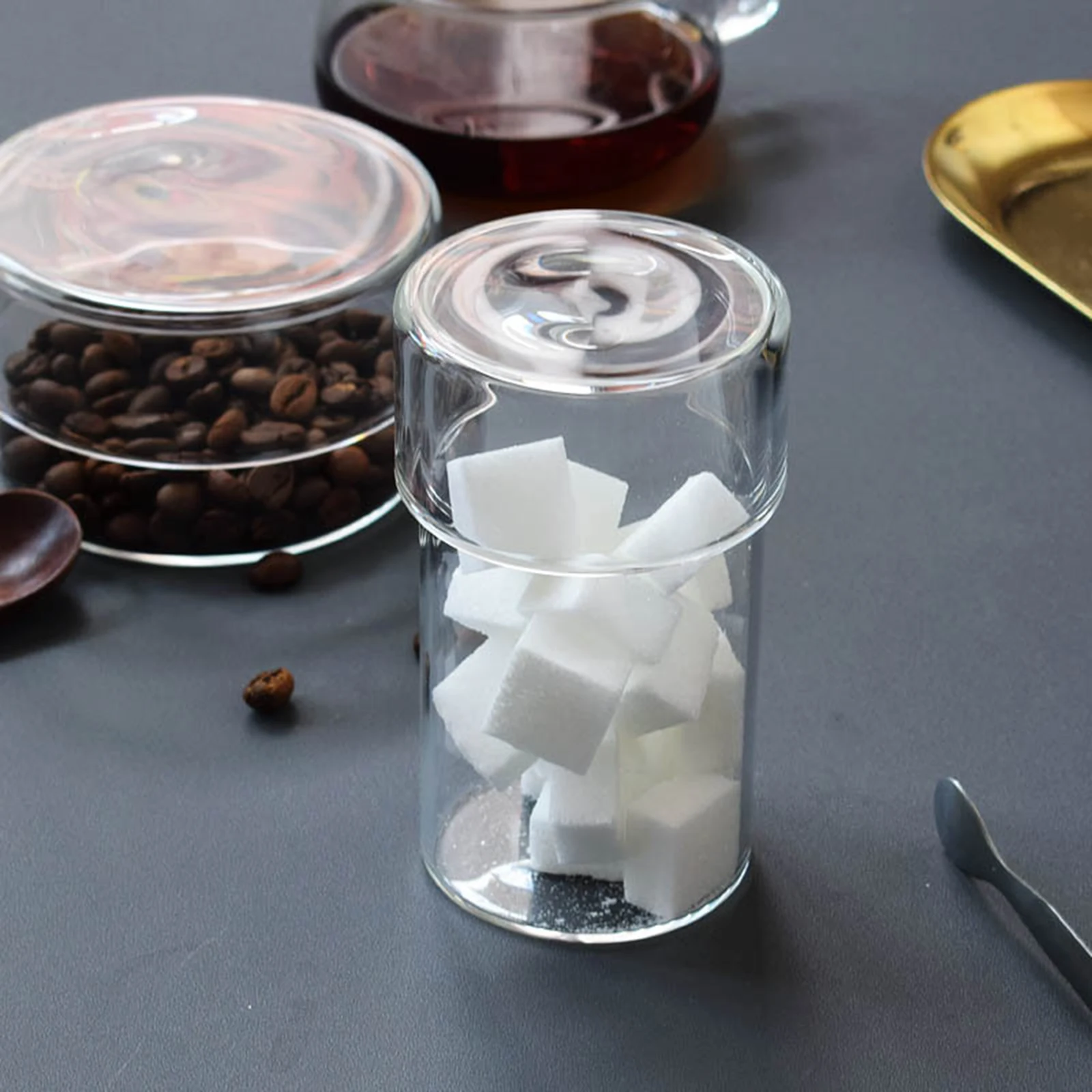 Transparent Glass Food Storage Container for Kitchen with Glass Lid Storage Can Household Coffee Bean Storage Tank Bottle