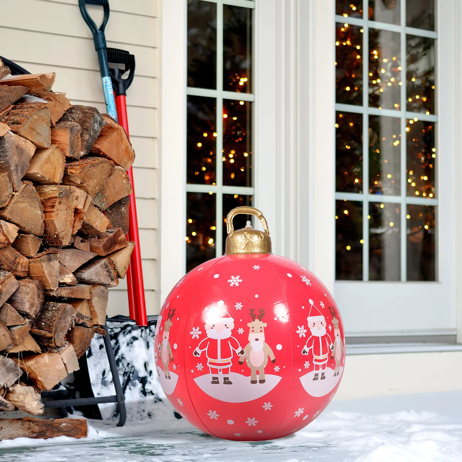 

Extra Large Christmas Inflatable Ball Ornament for Outdoor Indoor Use Lawn Garden Yard Patio Balcony Front Porch Decor Holiday