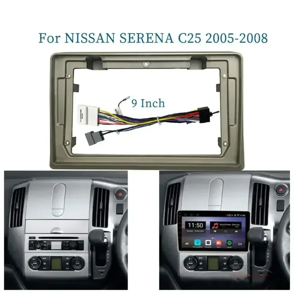 

Для Nissan Serena C25 2005-2008 9-дюймовый автомобильный адаптер для рамки, декодер Canbus Box, Android-радио, аудиосистема приборной панели, комплект панели