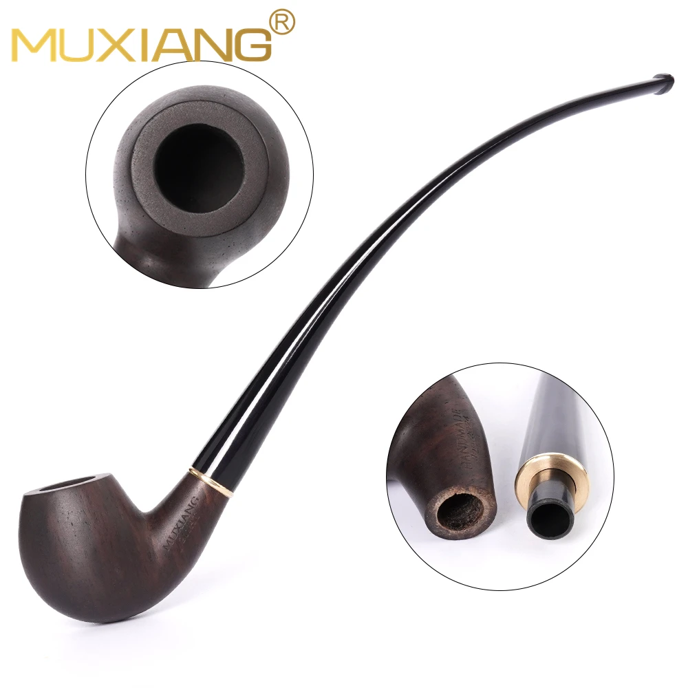 Churchwarden-Tubo de tabaco curvado de vástago largo, accesorio de limpieza, cuerpo de tubería + dos boquillas intercambiables