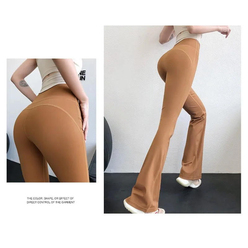 سراويل يوجا نسائية مفتوحة المنشعب مضيئة عالية الخصر لرفع المؤخرة سراويل واسعة الساق ذات ملمس عاري للياقة البدنية والتمارين الرياضية