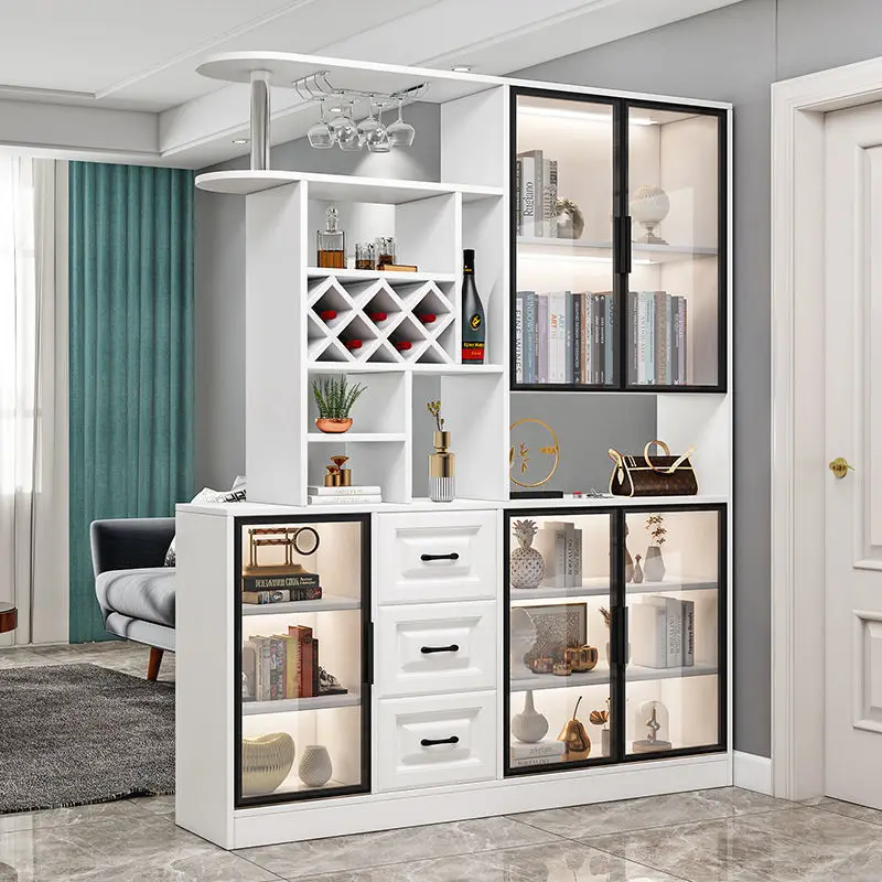 Living room entrance door partition mildew-proof wine cabinet display cabinet screen partition blocking foyer cabinet light luxu