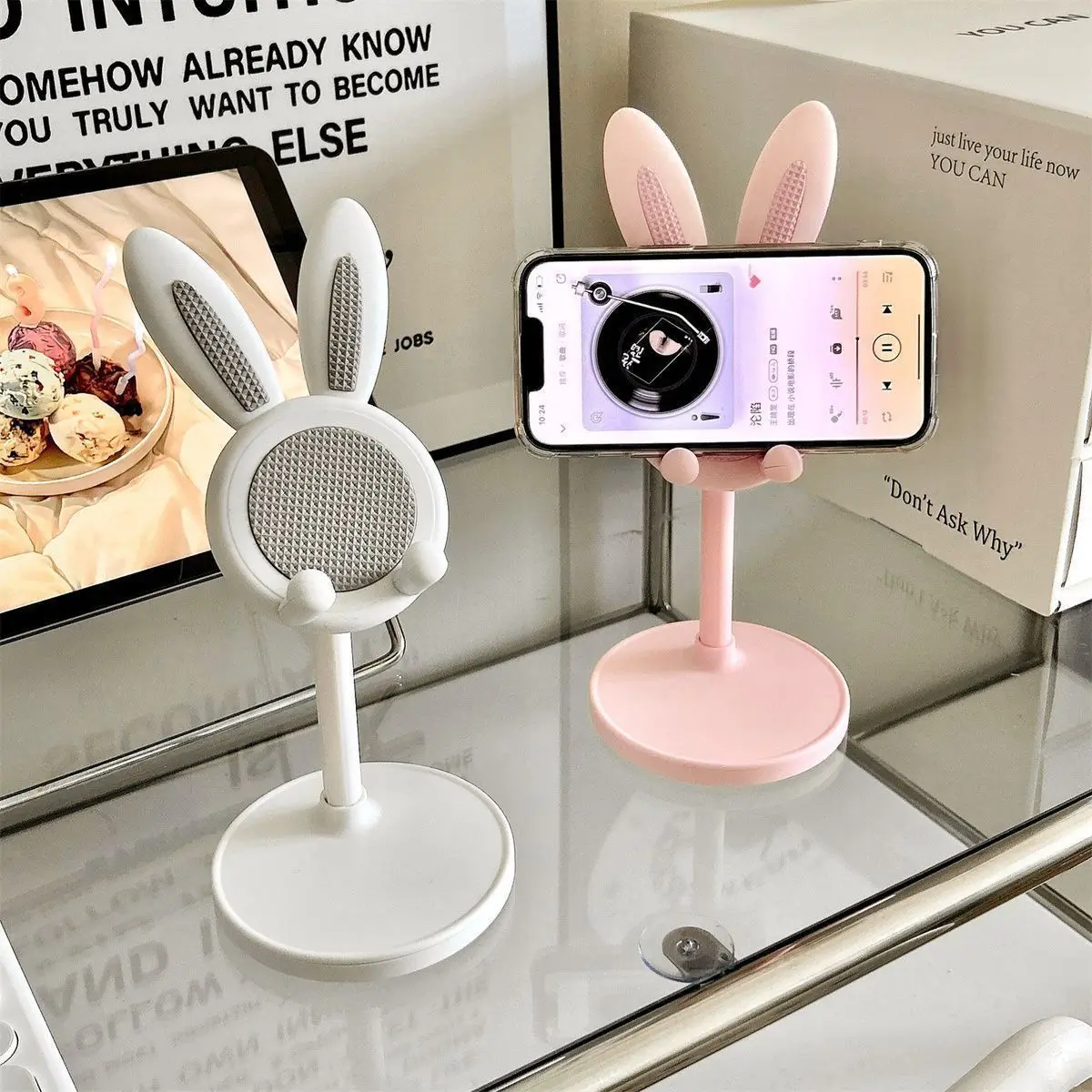 

The cute Rabbit mobile phone stand desktop can lift and adjust the desktop phone accessories phone stand phone grip