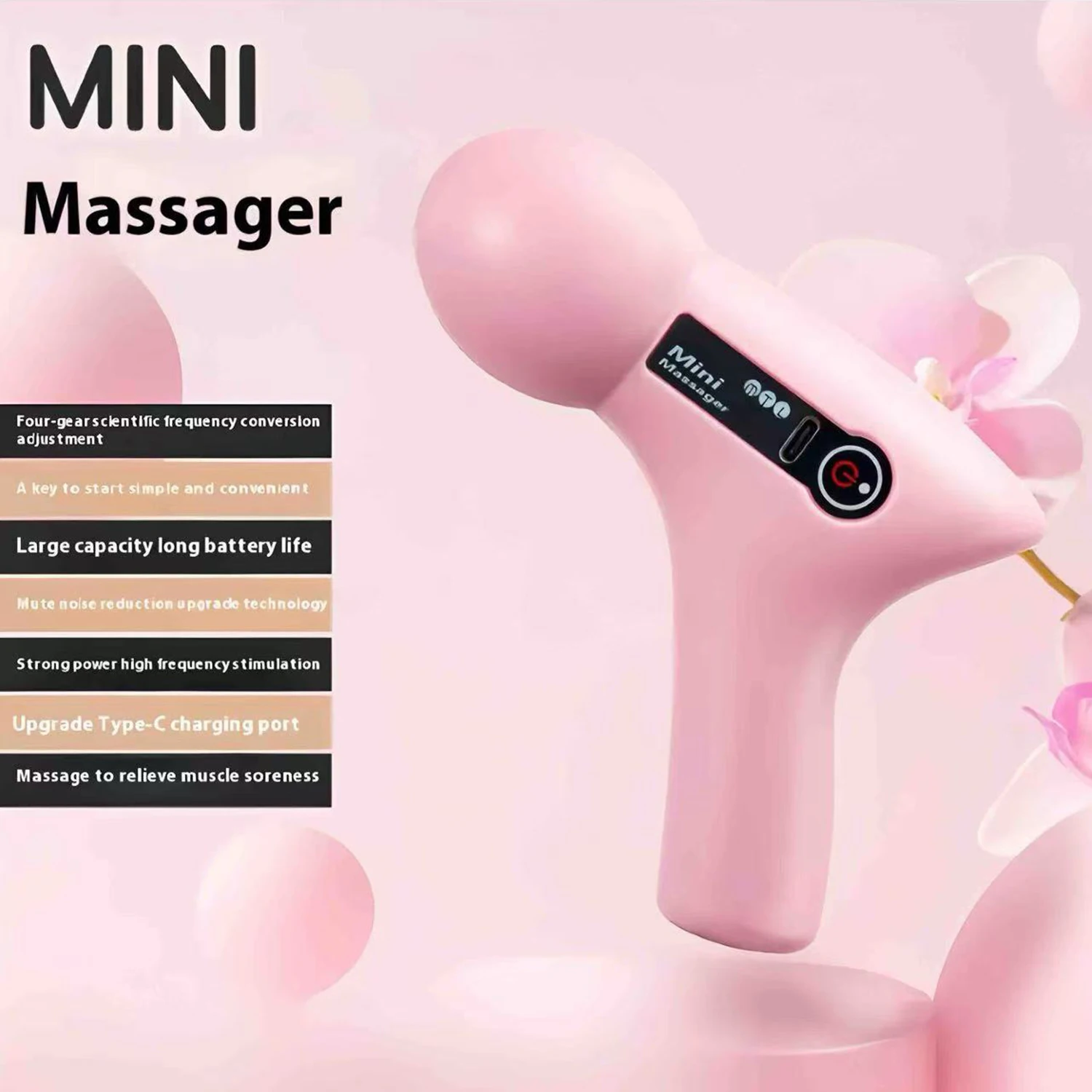 

(без силиконового рукава) Ручные средства для массажа тела Мини-бесшумный электрический беспроводной фасциальный пистолет Портативный массажер-палка с вибрацией