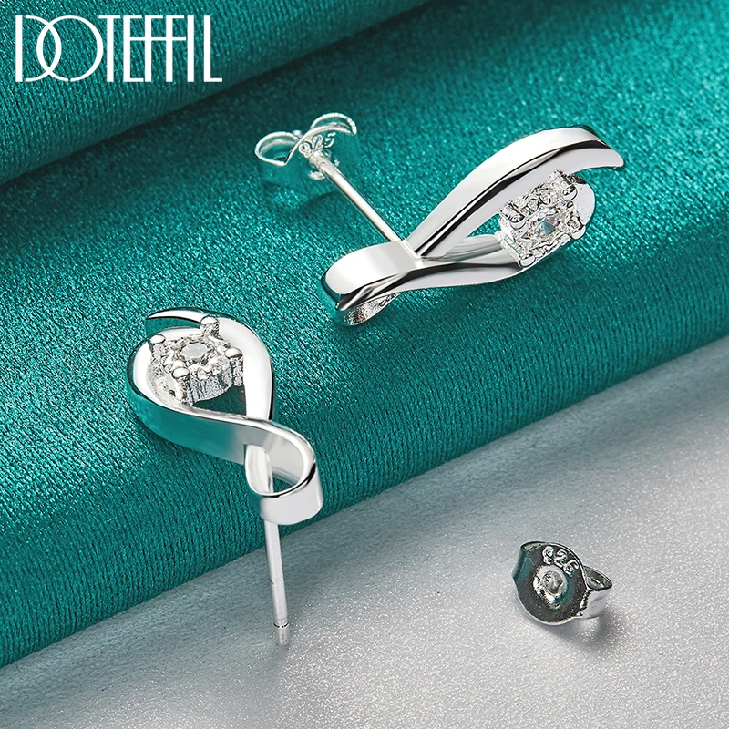 DOTEFFIL 925 Sterling Silver AAA Zircon Stud Earring For Wedding Fashion Woman Charm Jewelry image 3