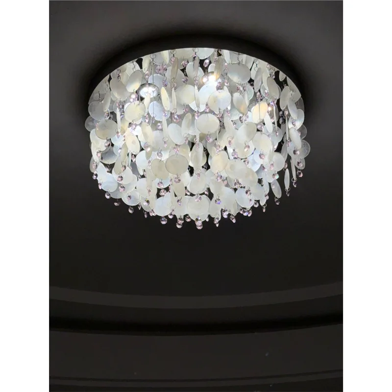 

Crystal lamp master bedroom lamp warm romantic French cream wind shell simple modern children's room ceiling