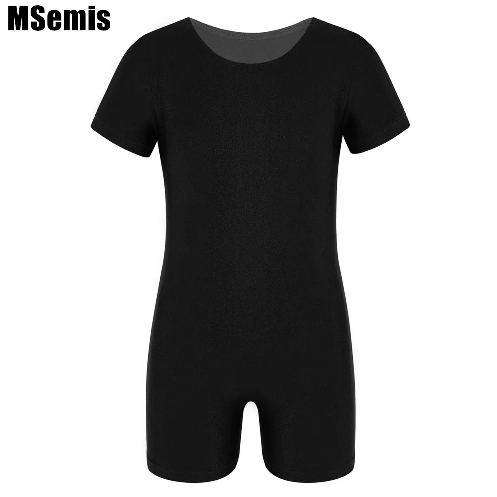 

Kids Boys Girls Ballet Dance Leotard Short Sleeves Solid Color Stretchy Jumpsuit Gymnastics Unitard