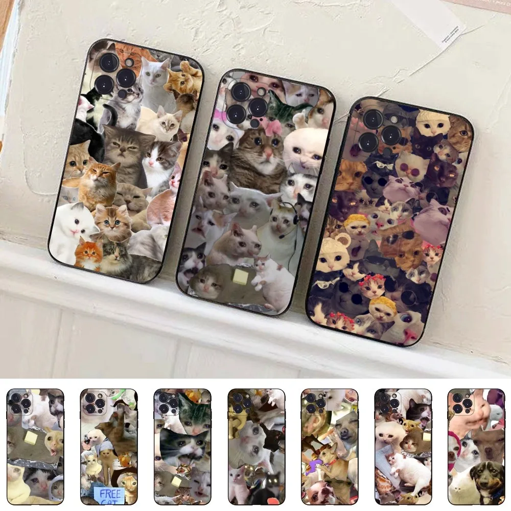 Crying Cat Memes Phone Case Silicone Soft for iphone 15 14 13 12 11 Pro Mini XS MAX 8 7 6 Plus X XS XR Cover