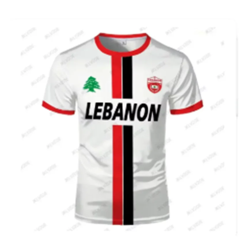 Camisa de futebol do líbano t camisas adulto & luz luxo digital impresso esportes uniformes de futebol masculino bandeira libanesa roupas