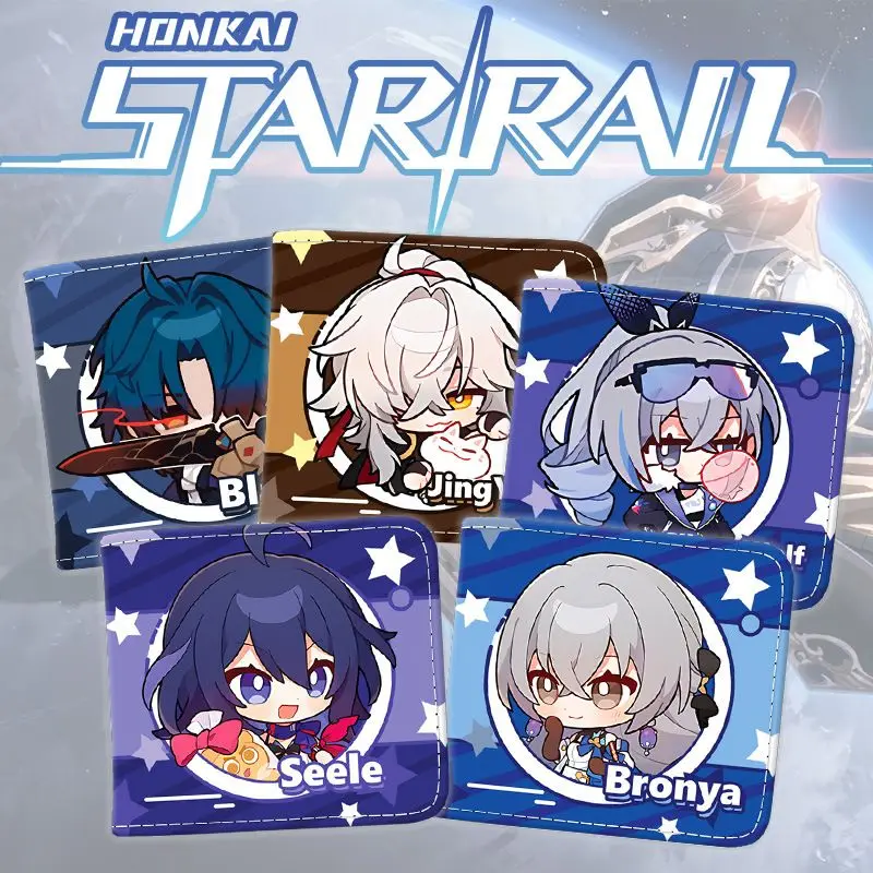 Honkai: Star Rail Anime Jing Yuan Seele Silver Wolf Bronya Rand Dan Heng Kafka Ruan Mei Wallet Fashion Purse Cute Cosplay Gift