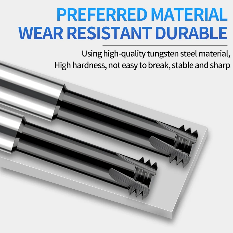 UT TAP CNC Machine Solid Carbide Tungsten Steel Long Shank 100L Three Row Thread Milling Cutter M2 M3 M4 M5 M6 M8 M10 M12 M14