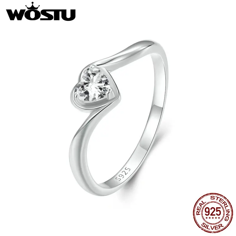 WOSTU Heart Moissanite Wedding Engagement Ring For Women Forever Love Diamond Cut 925 Sterling Silver Promise Rings Gift for mom