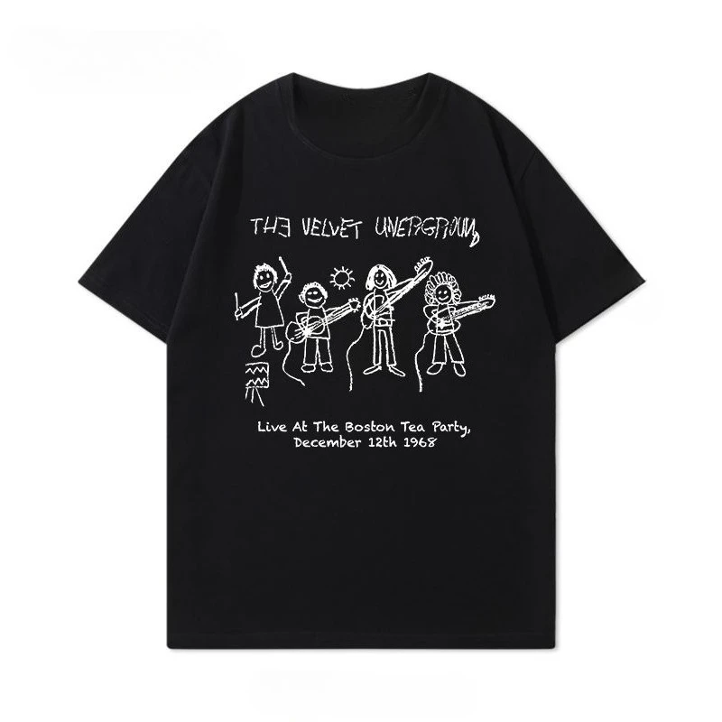 

The Velvet Underground Velvet Band Black T-shirts Men's Women's Casual Short Sleeve Crew Neck Cotton Tee Unisex Fashion Street