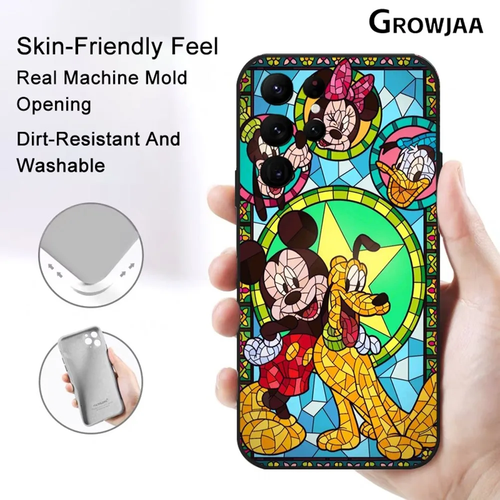  Mickey Mouse Stained Glass Phone Case for Samsung Galaxy S24 Ultra S22 S23 Ultra S21 S20 Protective Silicone Funda