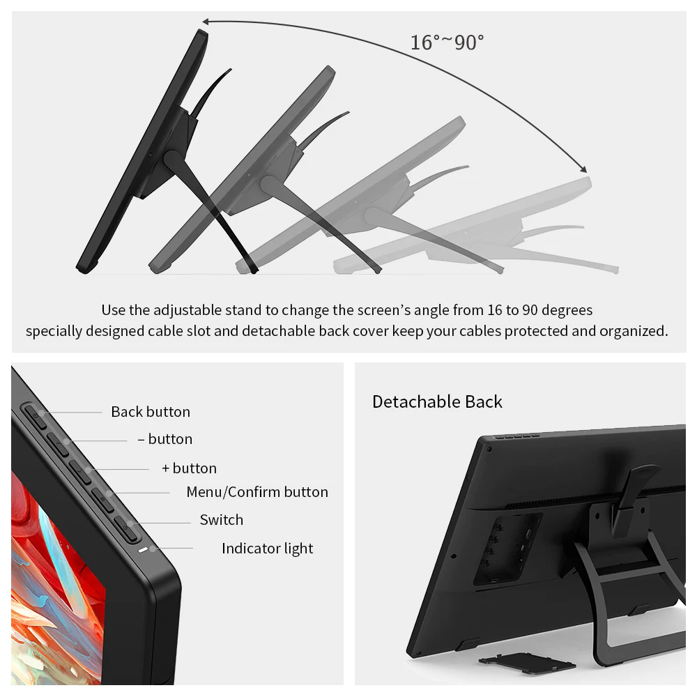 Imagem -06 - Xppen Artist 24 Qhd Graphic Tablet Monitor 2k Resolução 238 Polegadas Caneta Desenho Display Suporte 60 Graus de Inclinação para Windows Mac