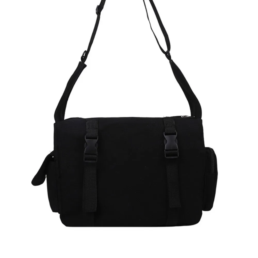 

Большая вместительная тканевая сумка через плечо в корейском стиле, повседневная сумка через плечо в стиле Харадзюку, однотонная холщовая сумка-мессенджер для отдыха для мальчиков