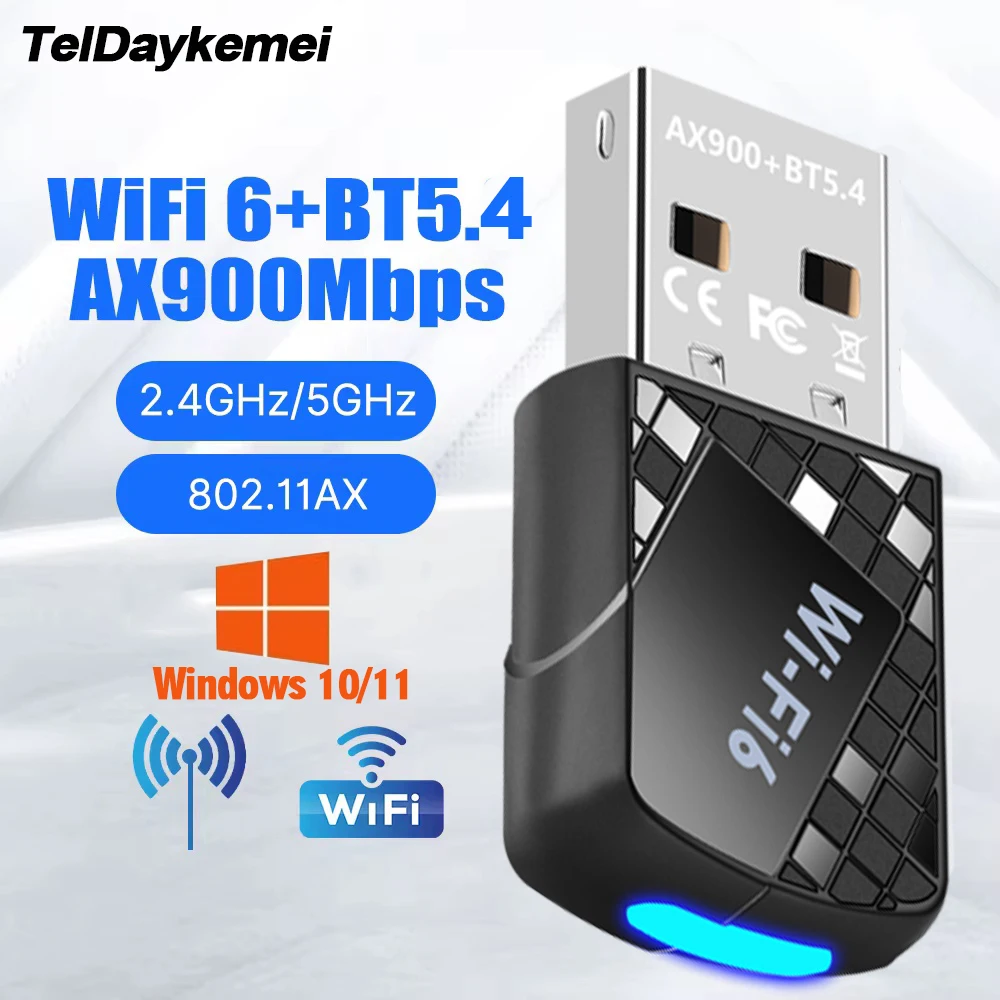 DRIVER FREE AX900 USB WiFi 6 Bluetooth 5.4 Adapter 2in1 Dongle Dual Band 2.4G&5GHz USB WiFi Network Wireless Wlan Receiver