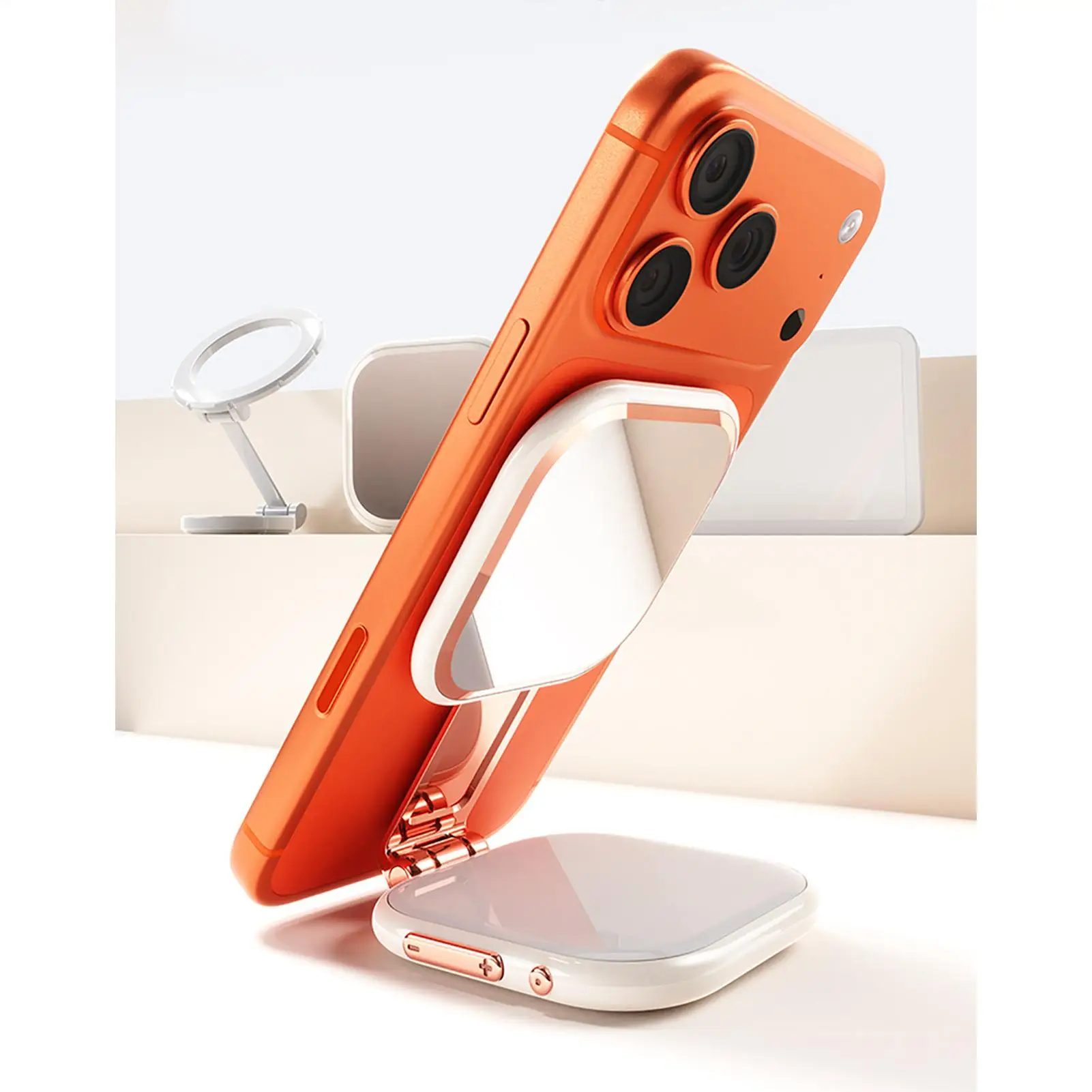 

Selfie Mirror for Phone 3 Levels Rechargeable Portable Lamp Phone Magnetic Fill Light for Video Recording Live Streaming Home