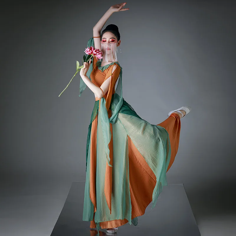 Hanfu Female Flying in the Sky, Dunhuang Style Ancient Costume, Exotic Style, Dressing, Ethnic Classical Dance