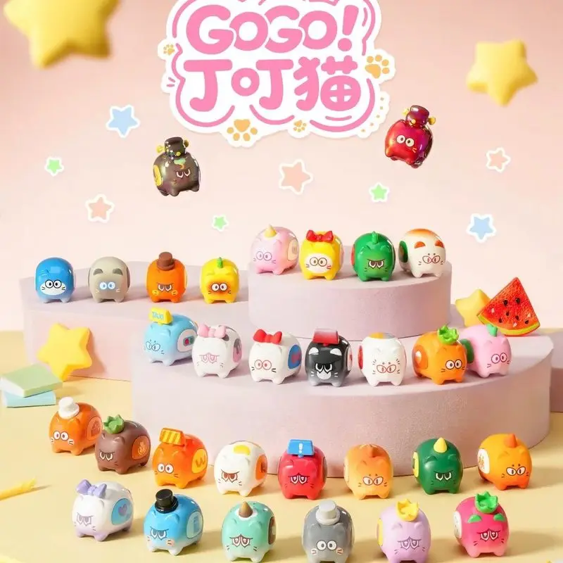 Серия Gogo Cat Car: Мини-фигурки в слепых пакетах-сюрпризах, милые коллекционные виниловые игрушки, украшение для стола, подарок, брелок, подвеска для сумки