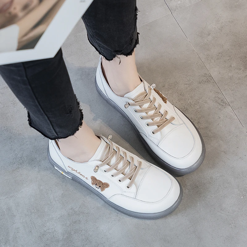 GKTINOO Women Sneakers Big Size 2024 Spring New Genuine Leather Loafers Women Casual Lace-up Women\'s Nurse Shoes
