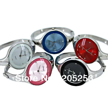 혼합 Color10pcs 레이디 여성 팔찌 시계 시계 스테인레스 스틸 라운드 석영 손목 시계 커프 시계 숙녀 시계 럭셔리