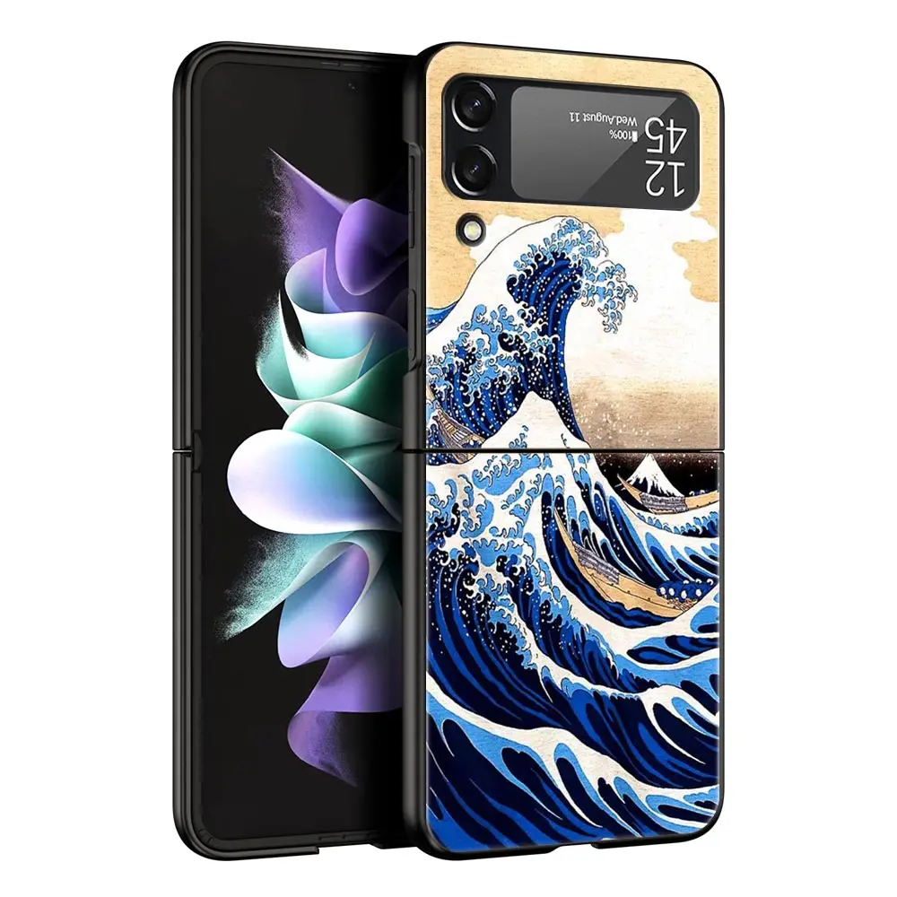 Fashion Japan The Great Wave Of Kanagawa Phone Case For Samsung Z Flip3 Flip4 Flip5 PC Shell For Z Flip 3 4 5 Hard Folding Cover