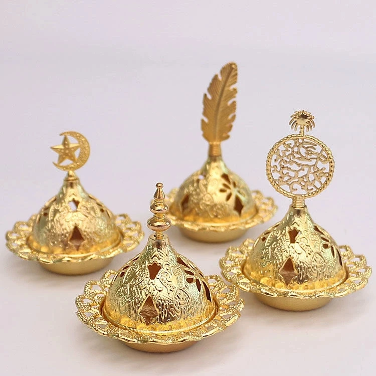 Factory Price Incense Burner Hollow Golden Tower Oil Burner Arab Style Censer Holder for Home Hotel Incense Holder