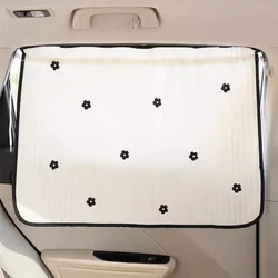 Cute Cartoon Embroidered Thickened Cotton Baby Car Window Sunshade Cover UV Protection Suction Cup Installed Sliding Curtain