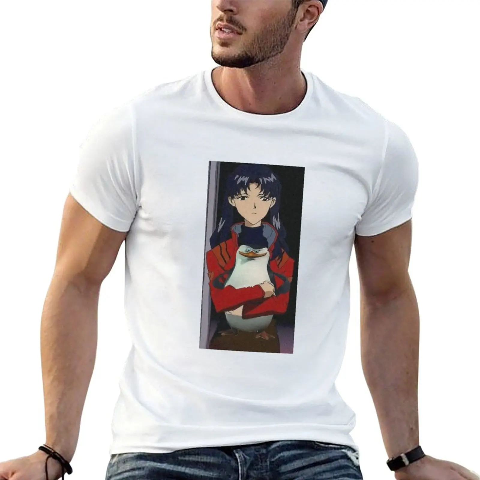 Camiseta de anime Skipper y Misato, camiseta esencial, camisetas de anime para hombre