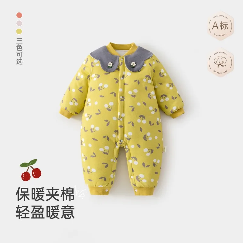 ZOETOPKID Baby Jumpsuit Baby Clothes Autumn and Winter Quilted Baby Boy Pure Cotton Thickened Warm Romper Cotton Clothing