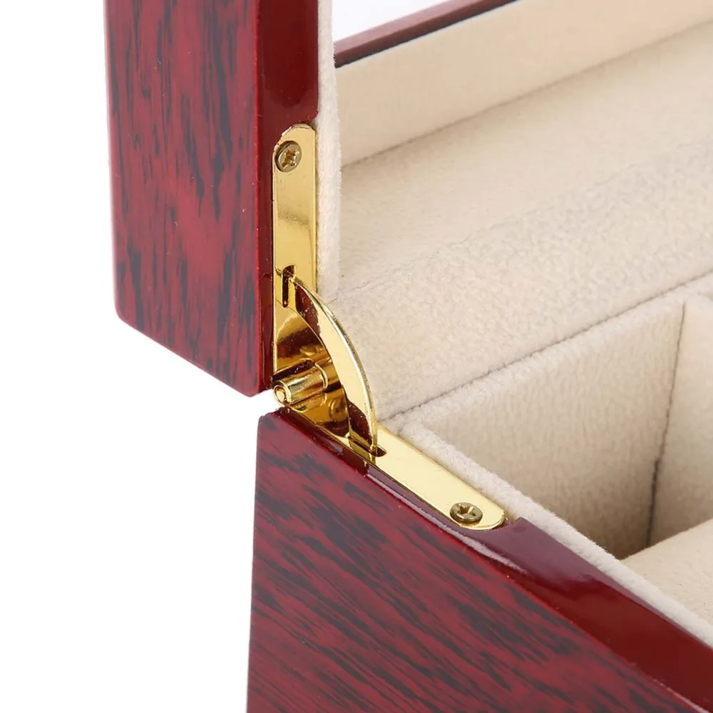 

Прочная деревянная коробка для часов на 6 отделений, глянцевая, из красного сандалового дерева, большая вместимость, подарочная упаковка