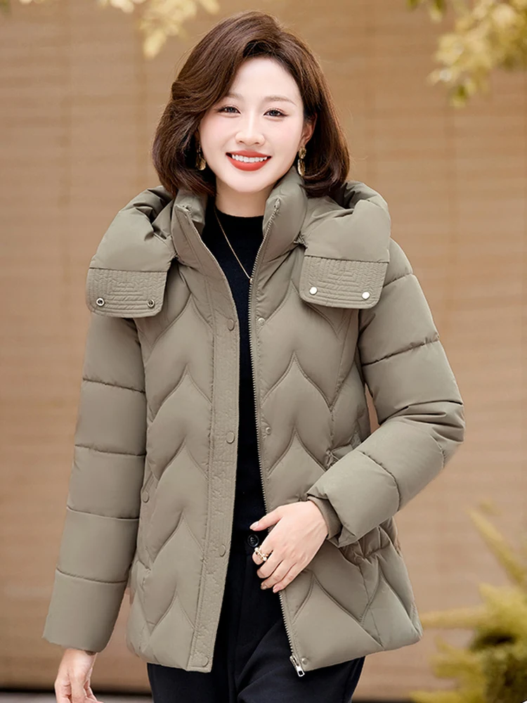 

Зимнее хлопковое платье, женское повседневное теплое хлопковое пальто с застежкой на талии для мам среднего возраста, верхняя одежда