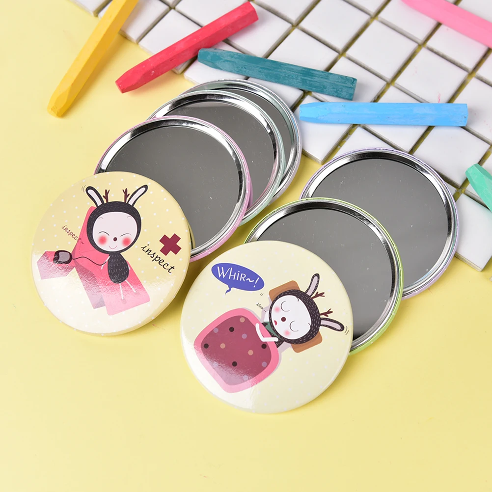 

TSHOU482 Cute Beautiful Mini Cosmetic Compact Metal Mirrors Pocket fashion women Makeup Mirror Color Random Dia 7cm