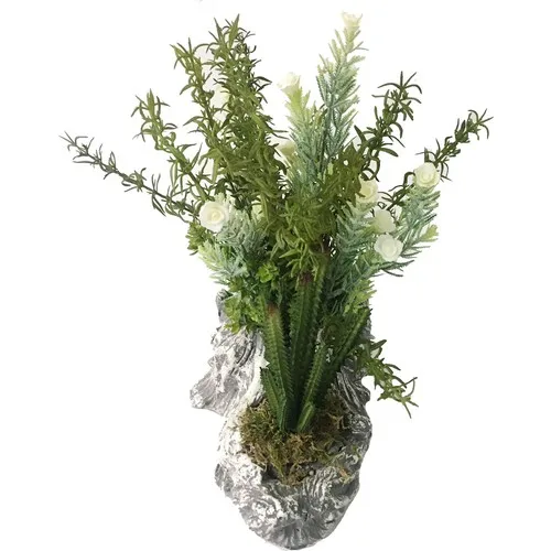 Gift Showcase Tree Trunk Pattern Ceramic Pots Artificial Cactus and Plant Arrangement 30 cm Size