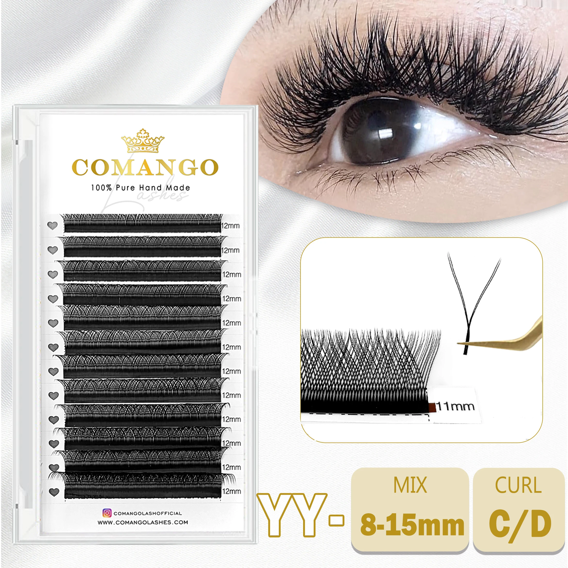 CoMango Wispy yy 2d Premade Volume Fans Brazilian Lashes Super Soft Individual Eyelash Extension Full Dense Cat Eye Faux Mink