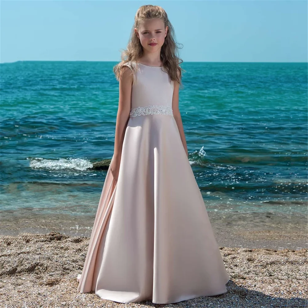 

Sleeveless Elegant Flower Girl Dress Princess Ball Beauty Pageant First Communion Gowns Kids Birthday Present Evening Dresses