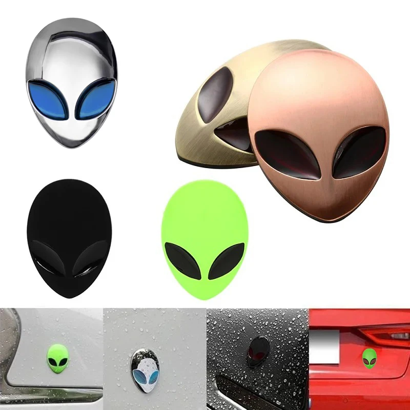 Metallo 3D Alienware Alien Head UFO Logo Badge Emblem decalcomanie moto Car Trunk Body Windows Sticker accessori per lo Styling automatico