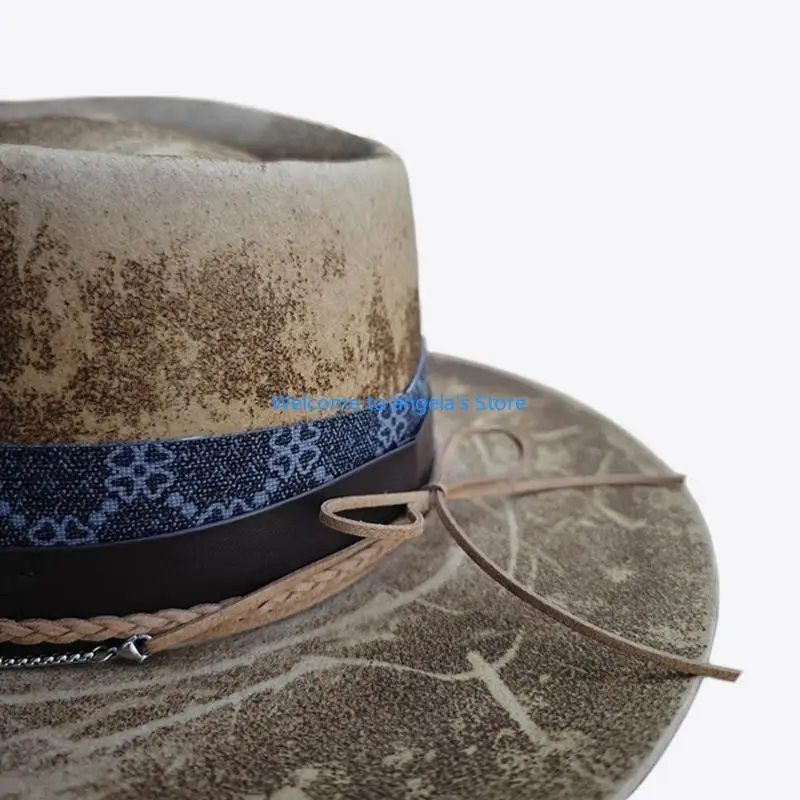 

X4YC Элегантный ковбойский костюм с цилиндром Maillard Homburg для мероприятий на свежем воздухе