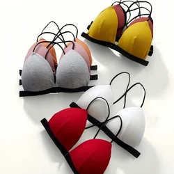 Reggiseno con chiusura frontale Reggiseni push up per donna Lingerie sexy Bralette a V profonda Reggiseno bikini Intimo senza cuciture Intimo femminile morbido