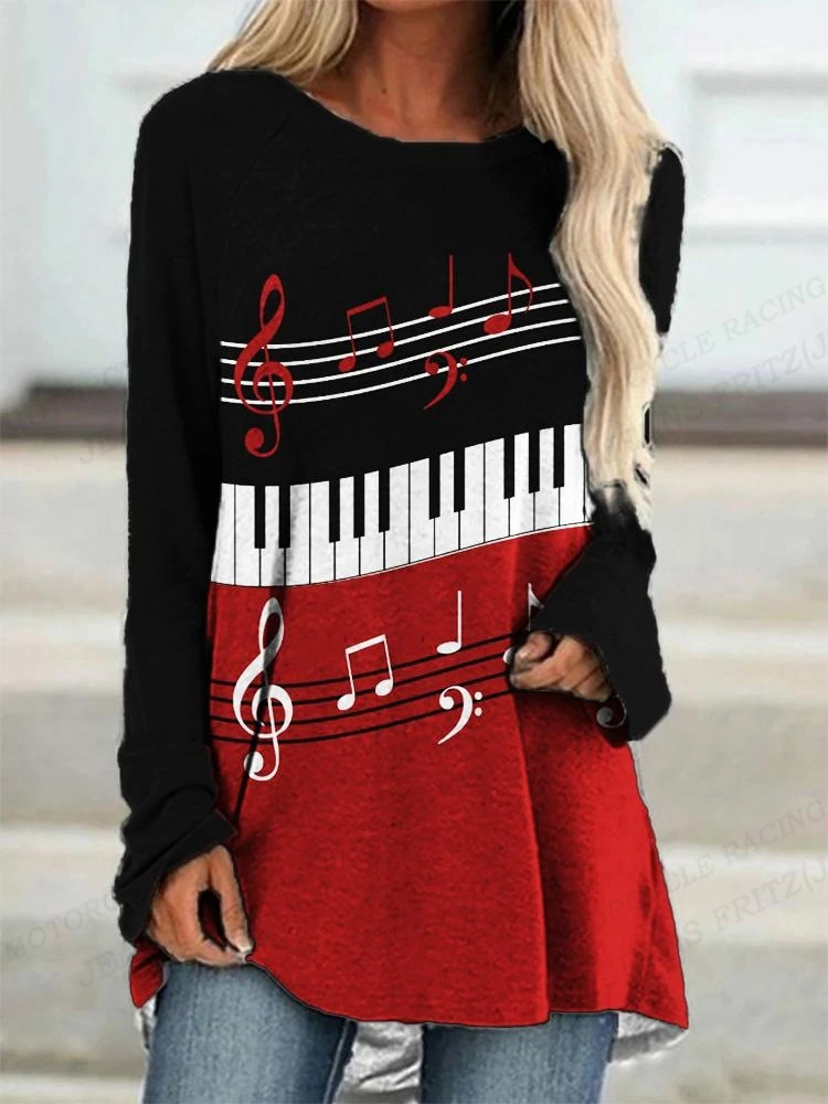 2023 Summer Women\'s T-shirt Musical Instrument 3d Print Tshirt Women Fashion T-shirt Music T shirt Ladies Tshirt Loose Long Tops