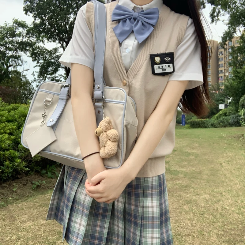 Pull japonais Kawaii GlaSchool, uniforme de collège coréen pour étudiants, cardigan en coton tricoté pour femmes, costume de cosplay Anime, col en V JK