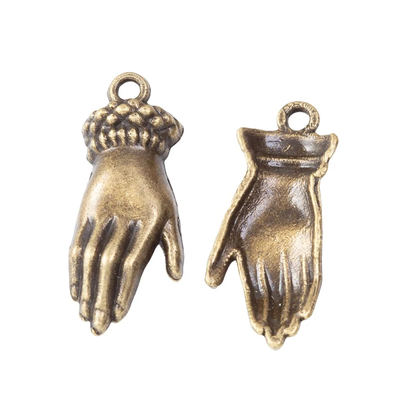 

100 шт./лот, набор для творчества: ретро-подвески в форме ладони из сплава для украшений, браслетов и телефонов