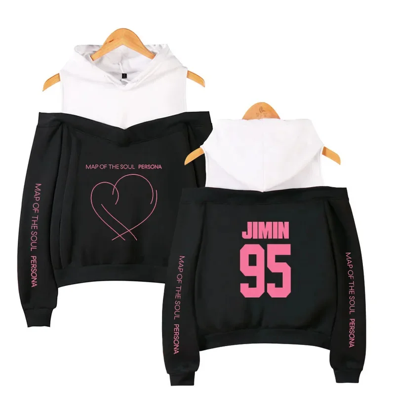 Map of the soul persona Sweatshirt Hoodie JIMIN RM JUNG KOOK Women hip hop casual off shoulder Hoodies Present For Youth Girls