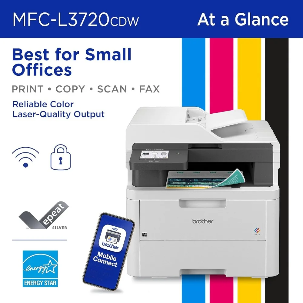 MFC-L3720CDW Wireless Digital Color All-in-One Printer with Laser Quality Output, Copy, Scan, Fax