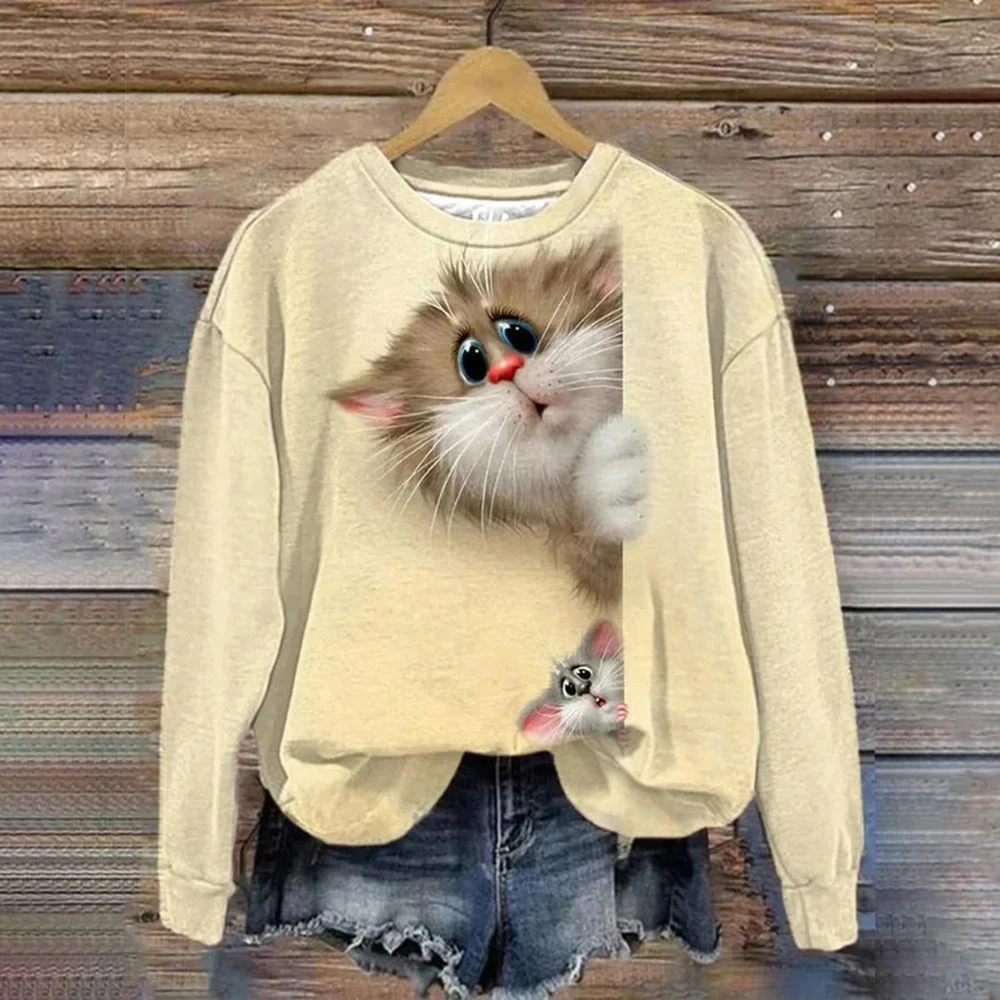 2023 Autumn Funny 3d Print Cat Sweater Women Ugly Christmas Sweaters Jumpers Tops Holiday Party Pullover Hoodie Sweatshirt Tops