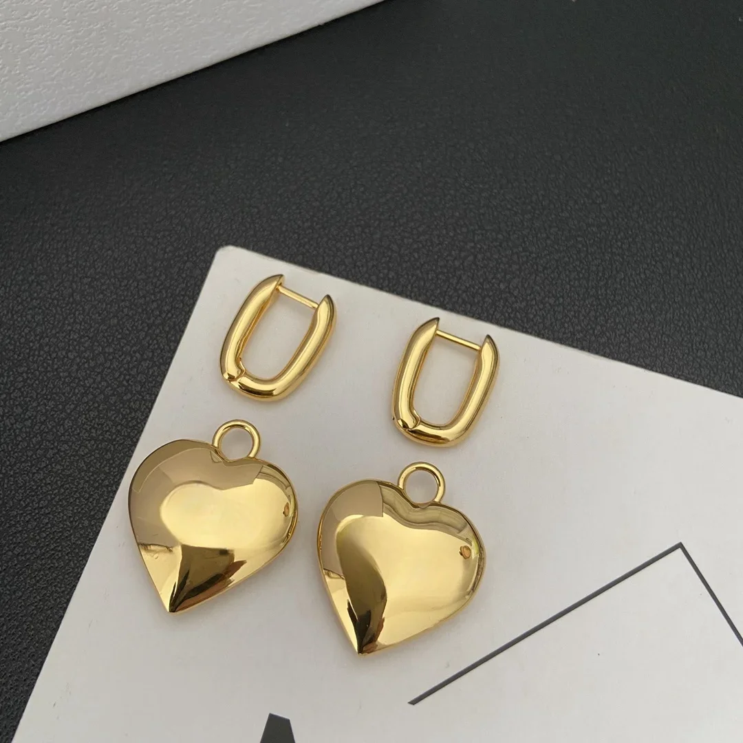 

New fashion European and American heart-shaped vintage earrings detachable