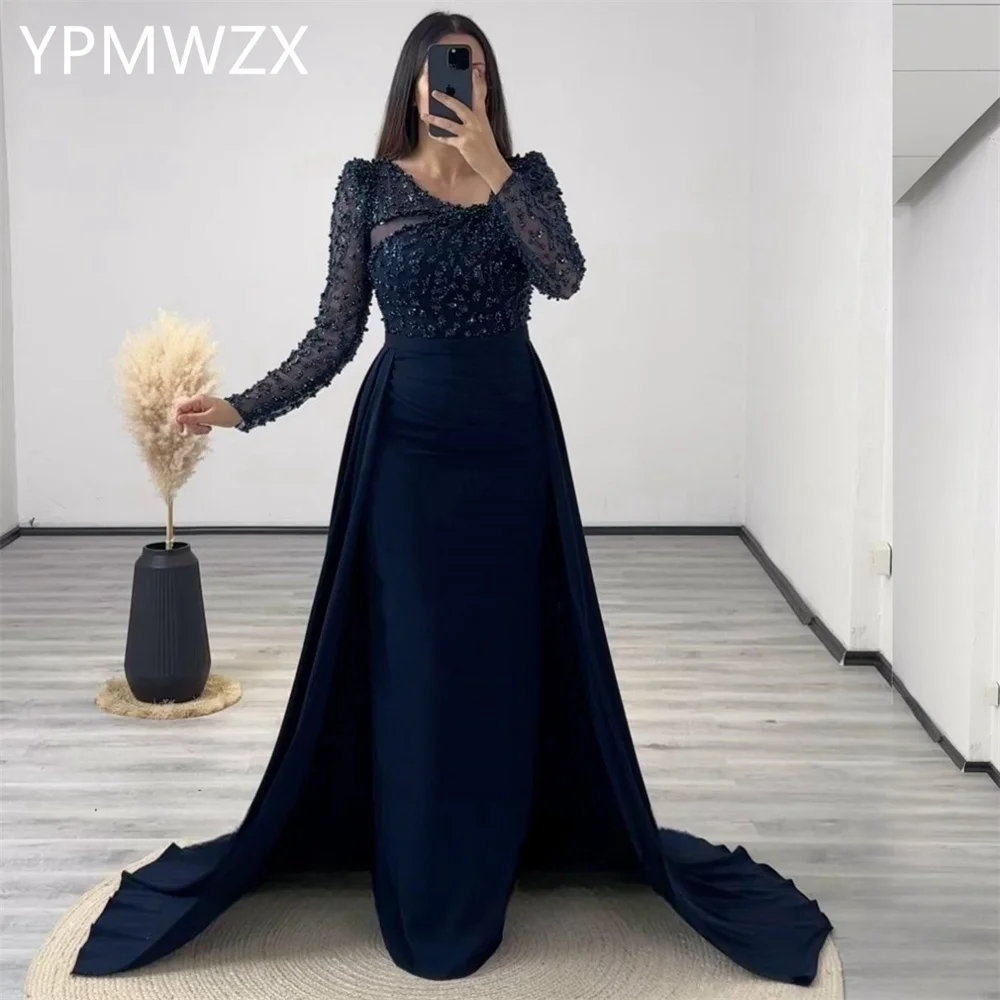 

Customized Prom Gown Formal Evening Dress YPMWZX Scoop Neckline Column Floor Length Vertically Bespoke Occasion Dresses Party Oc