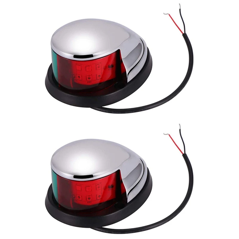 

2Pcs 12V Navigation Lights LED Zinc Alloy Bow Light Marine Boat LED Red Green Pontoons Sailing Signal Lights